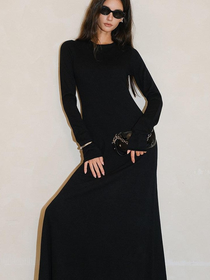 FU FRESH UP Minimalist High Waist Round Neck Knit Straight Women&