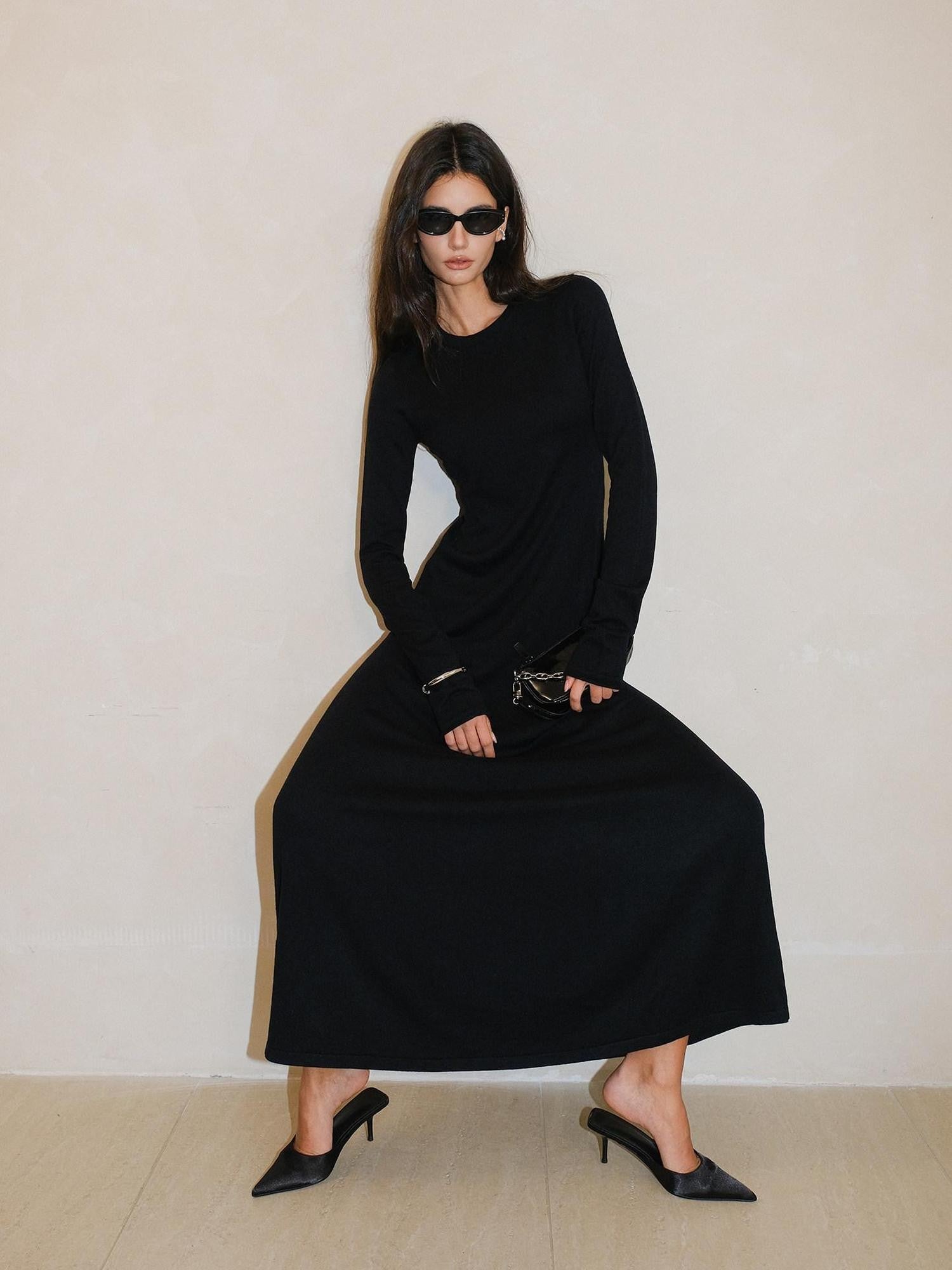 FU FRESH UP Minimalist High Waist Round Neck Knit Straight Women&