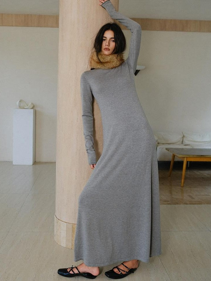 FU FRESH UP Minimalist High Waist Round Neck Knit Straight Women&