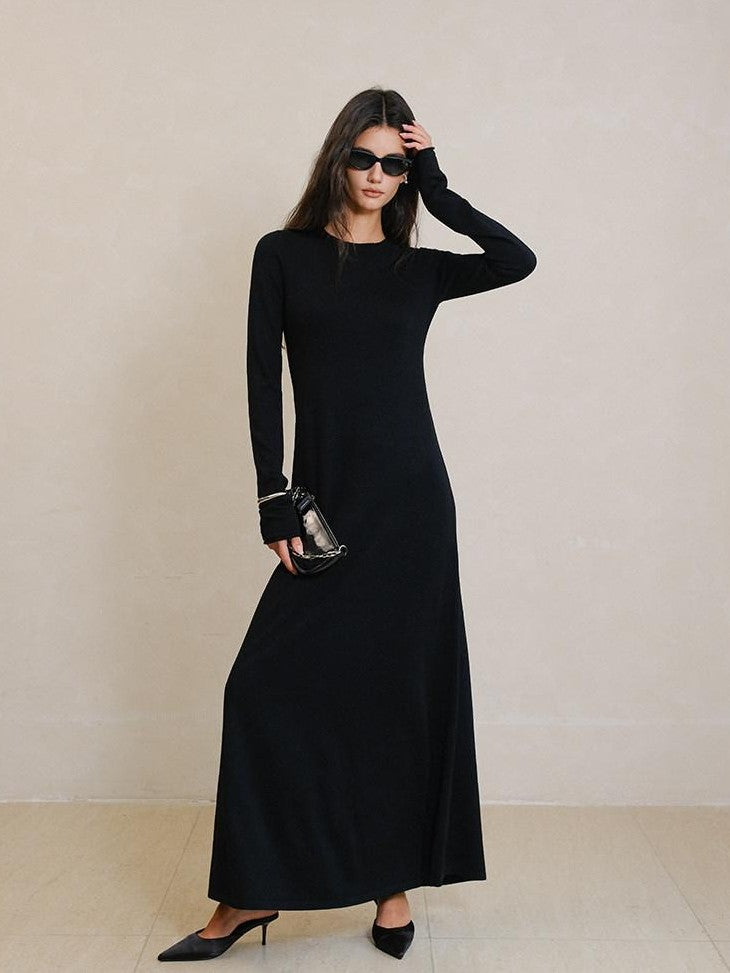 FU FRESH UP Minimalist High Waist Round Neck Knit Straight Women&