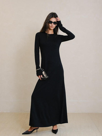FU FRESH UP Minimalist High Waist Round Neck Knit Straight Women&