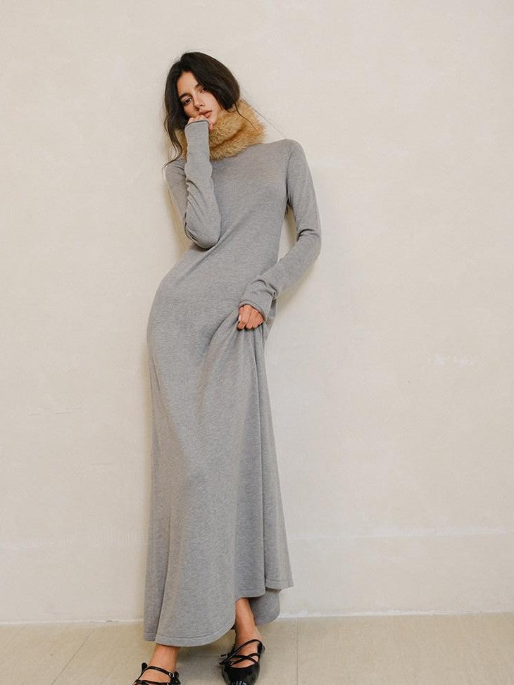 FU FRESH UP Minimalist High Waist Round Neck Knit Straight Women&