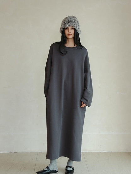 FU FRESH UP Minimalist Slit Round Neck Cotton Women&