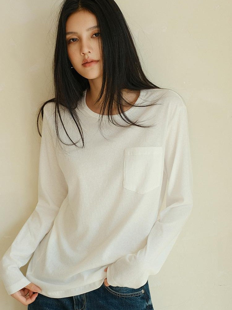 FU FRESH UP Minimalist Solid Crew Neck Loose Fit Women&