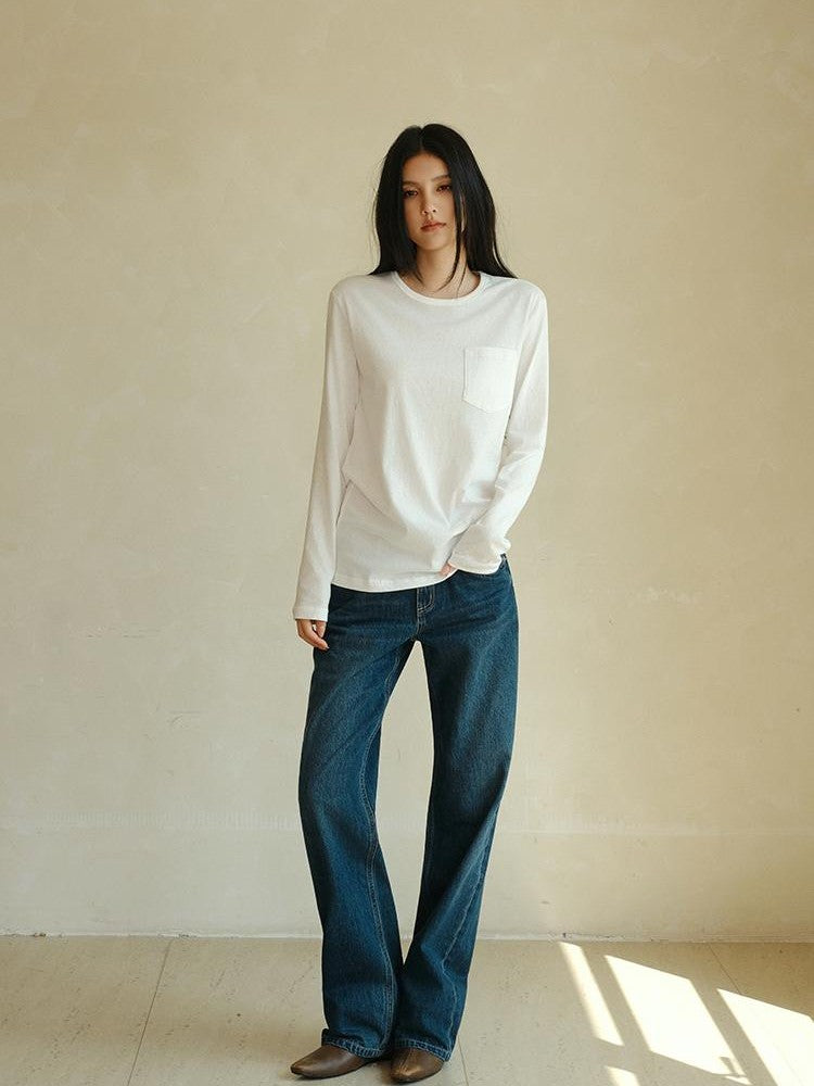 FU FRESH UP Minimalist Solid Crew Neck Loose Fit Women&