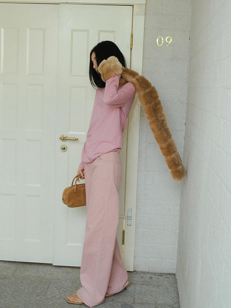 FU FRESH UP Minimalist Solid Crew Neck Loose Fit Women&