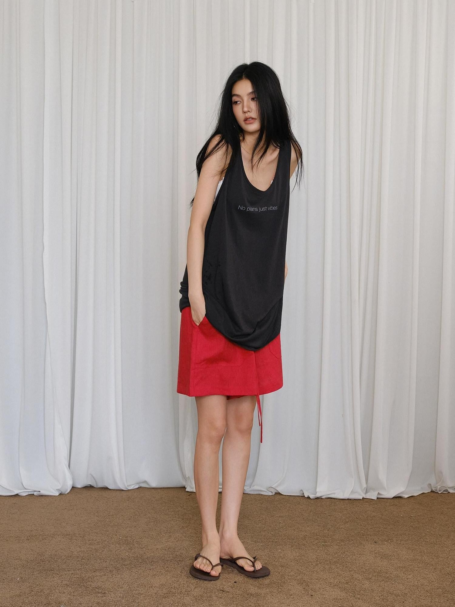 FU FRESH UP Minimalist U Neck Loose Letter Print Women&