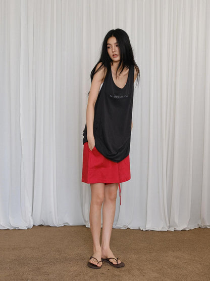 FU FRESH UP Minimalist U Neck Loose Letter Print Women&