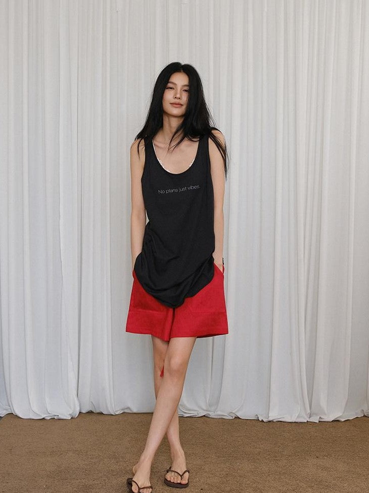 FU FRESH UP Minimalist U Neck Loose Letter Print Women&