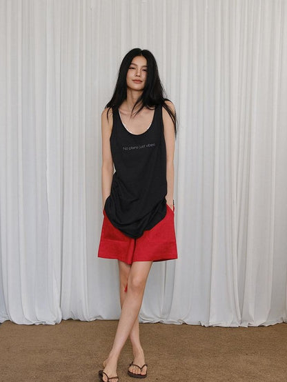 FU FRESH UP Minimalist U Neck Loose Letter Print Women&