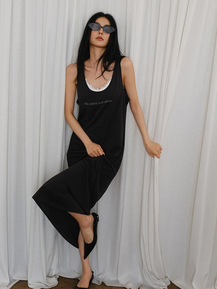 FU FRESH UP Minimalist U Neck Loose Letter Print Women&