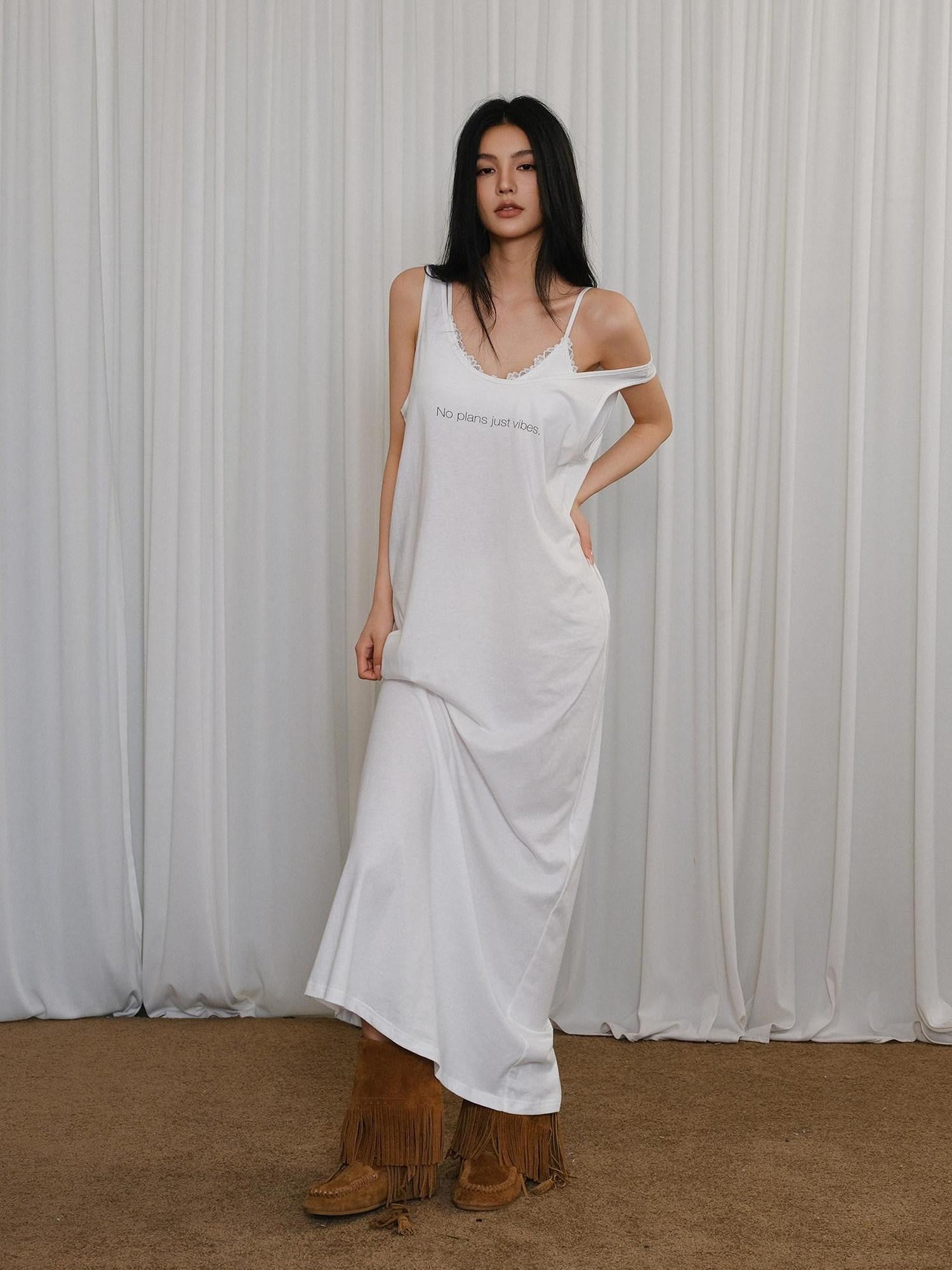 FU FRESH UP Minimalist U Neck Loose Letter Print Women&