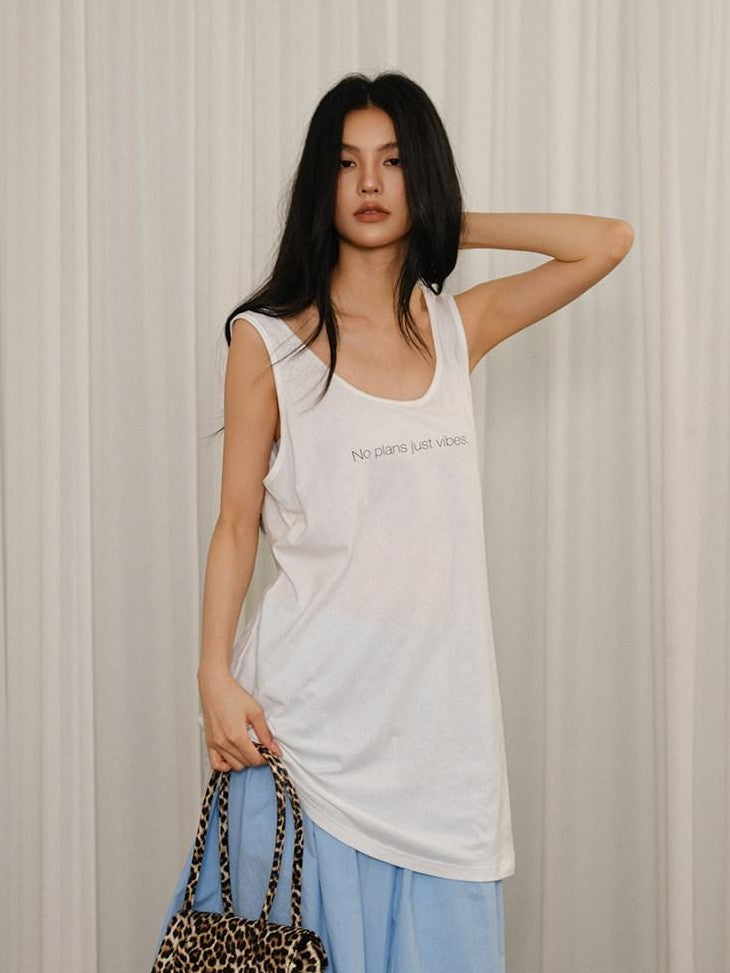 FU FRESH UP Minimalist U Neck Loose Letter Print Women&