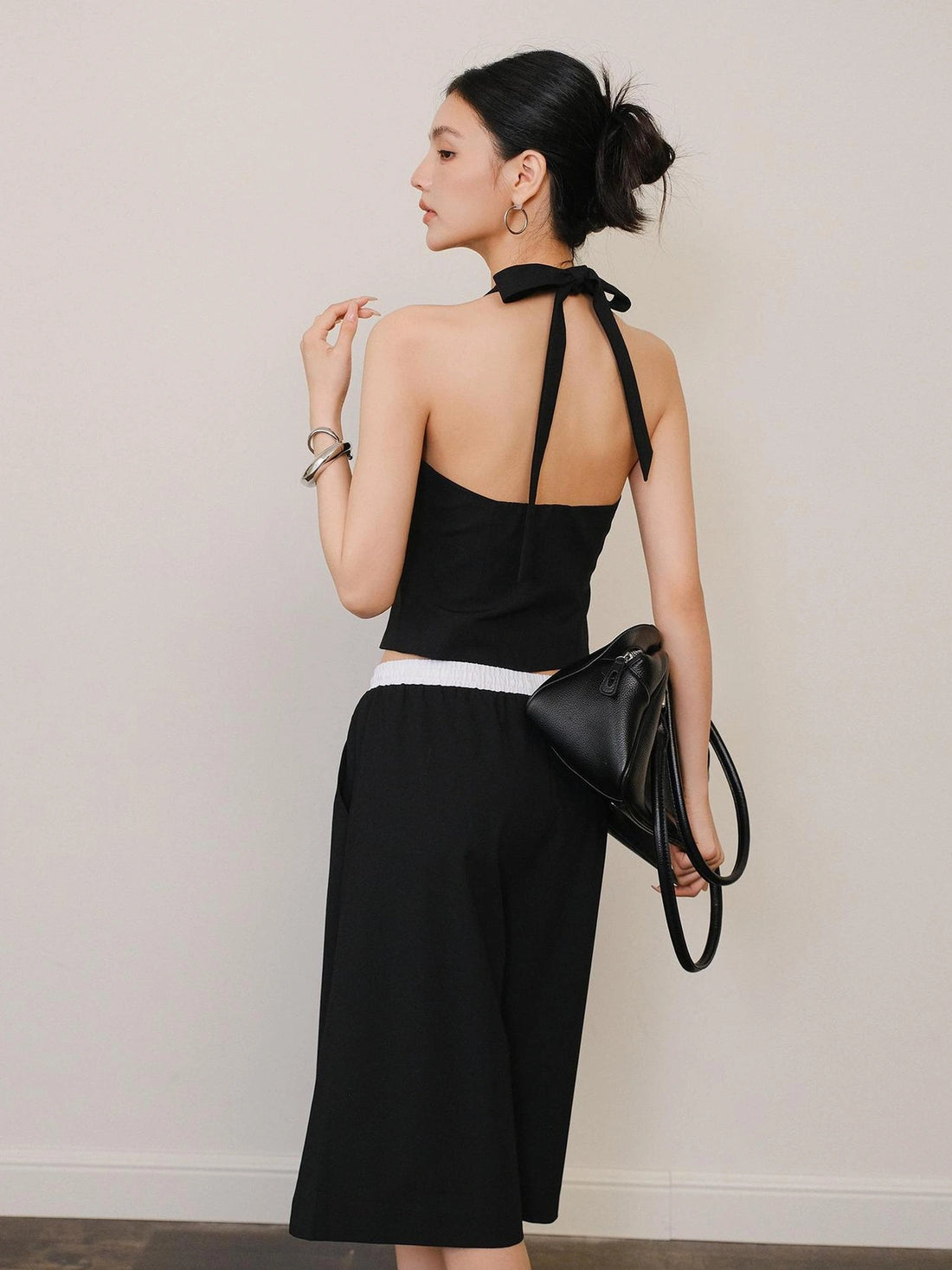FU FRESH UP Modern Gentlewoman Halter Vest Trousers Set V-neck T-shirt Long Sleeve