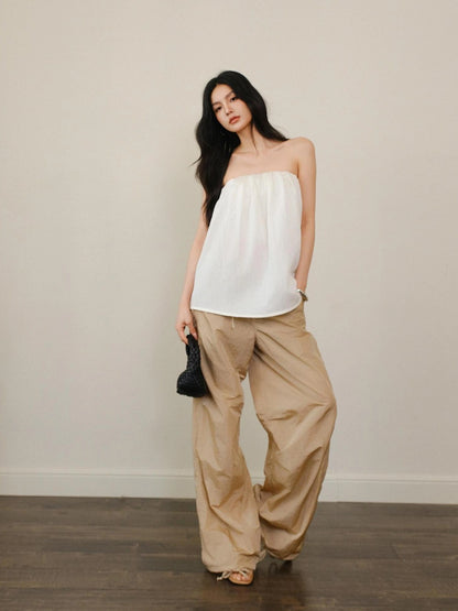FU FRESH UP Off Shoulder Blouson Tencel Tube Top