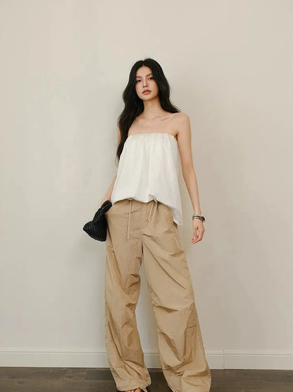 FU FRESH UP Off Shoulder Blouson Tencel Tube Top