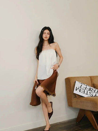 FU FRESH UP Off Shoulder Blouson Tencel Tube Top