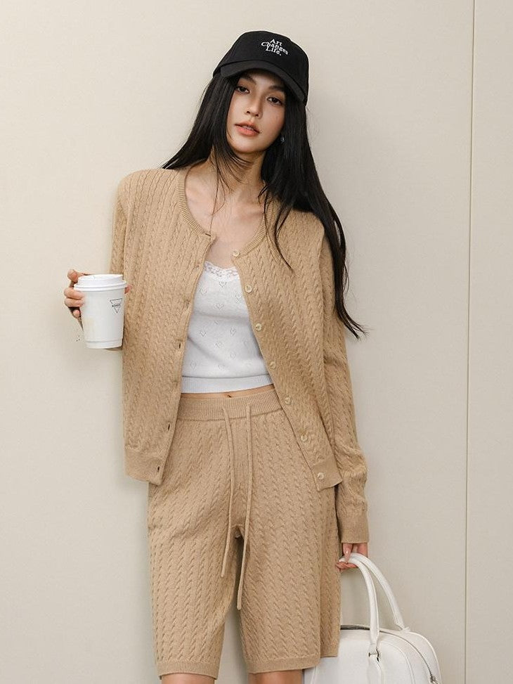 FU FRESH UP Old Money Cable Knit Drawstring Women&