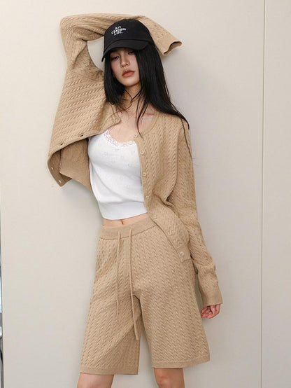 FU FRESH UP Old Money Cable Knit Drawstring Women&