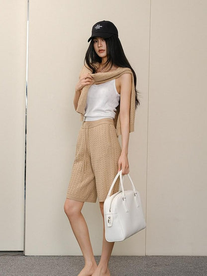 FU FRESH UP Old Money Cable Knit Drawstring Women&