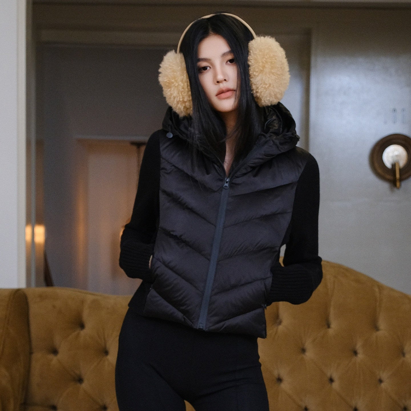 FU_FRESH_UP_Old_Money_Knit_Panel_Ribbed_Slim_Hooded_Women&