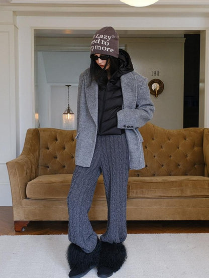 FU FRESH UP Old Money Knit Panel Ribbed Slim Hooded Women&