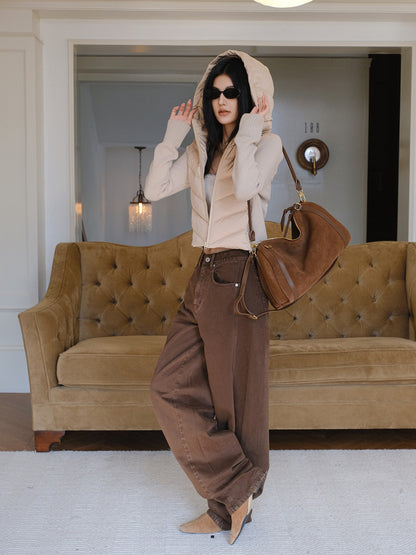 FU FRESH UP Old Money Knit Panel Ribbed Slim Hooded Women&