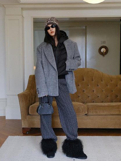 FU FRESH UP Old Money Knit Panel Ribbed Slim Hooded Women&