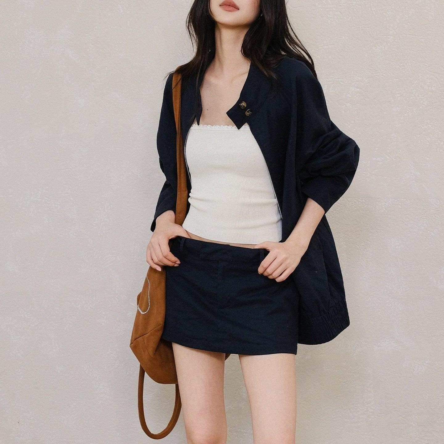 FU_FRESH_UP_Old_Money_Lapel_Boxy_Jacket_Low_Waist_Women&