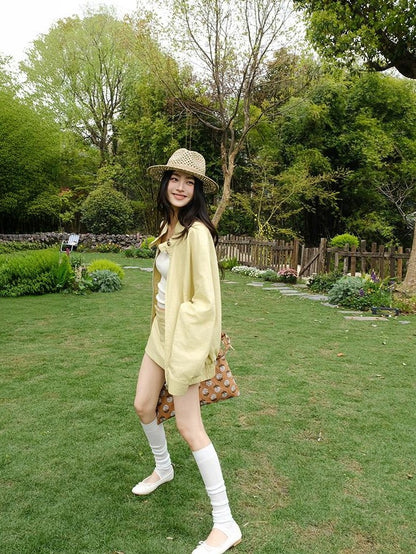 FU FRESH UP Old Money Lapel Boxy Jacket Low Waist Women&