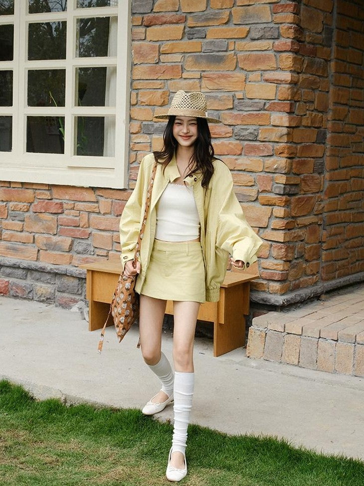 FU FRESH UP Old Money Lapel Boxy Jacket Low Waist Women&