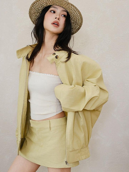 FU FRESH UP Old Money Lapel Boxy Jacket Low Waist Women&