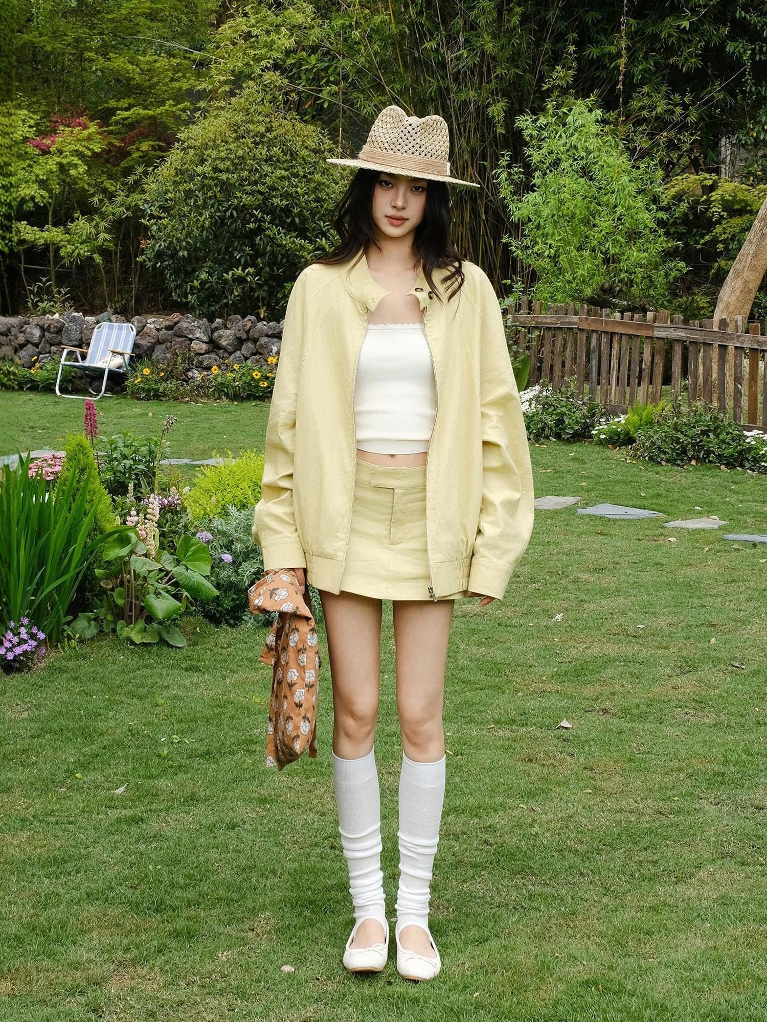 FU FRESH UP Old Money Lapel Boxy Jacket Low Waist Women&