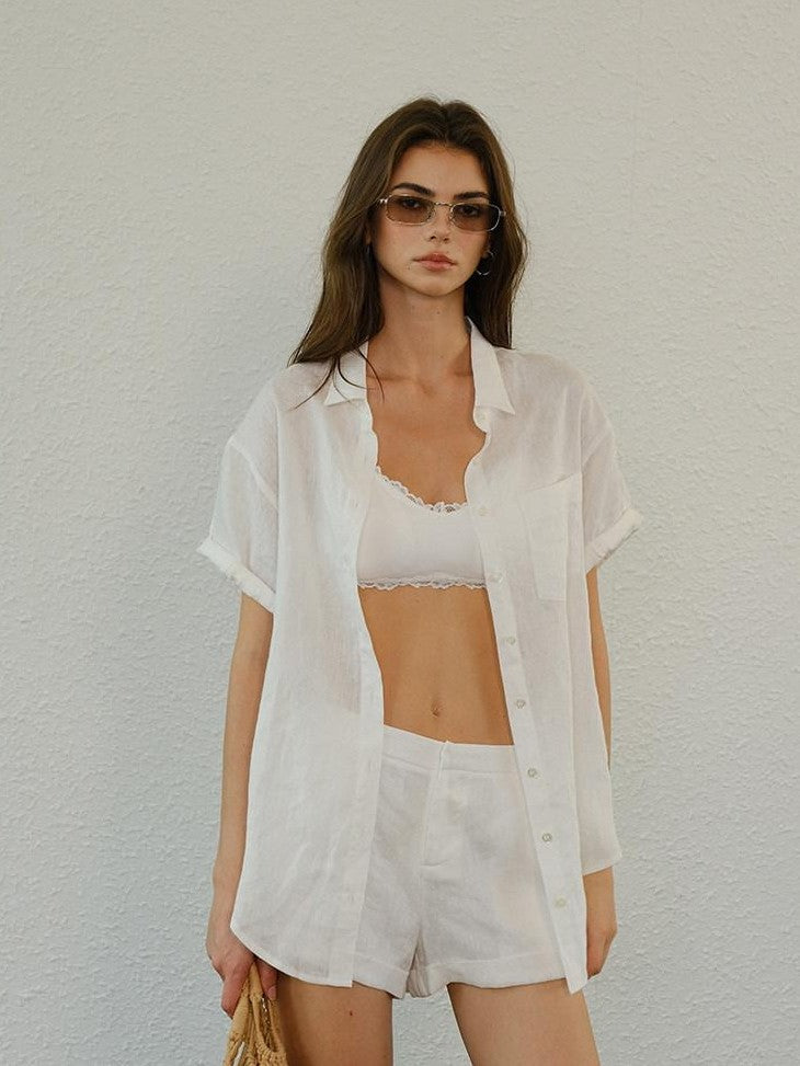 FU FRESH UP Old Money Minimal Breathable Lapel Cuffed Women&