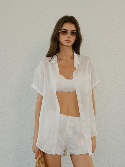 FU FRESH UP Old Money Minimal Breathable Lapel Cuffed Women&