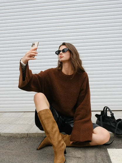 FU FRESH UP Oversized Alpaca Wool Cable Knit Sweater