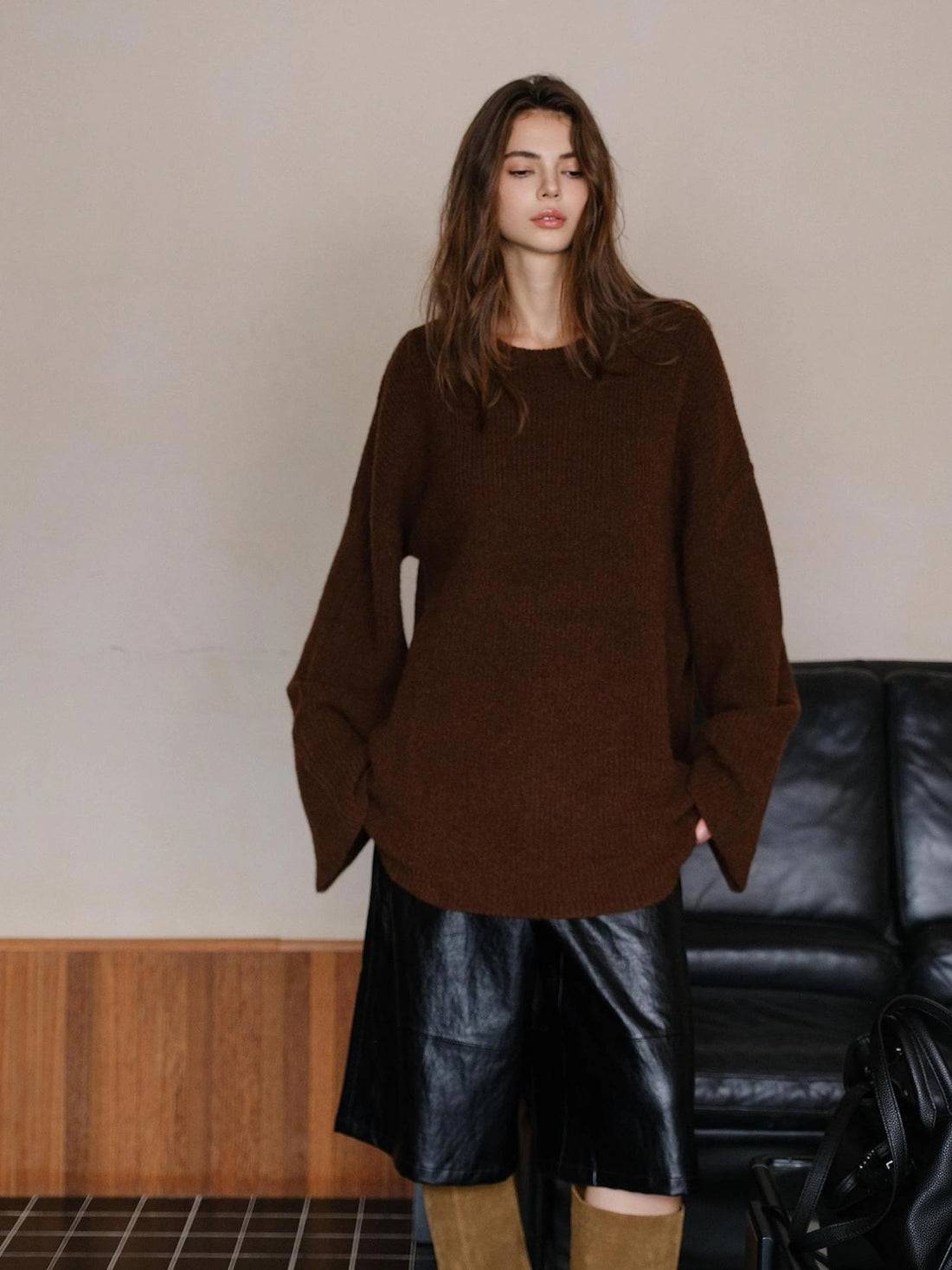 FU FRESH UP Oversized Alpaca Wool Cable Knit Sweater