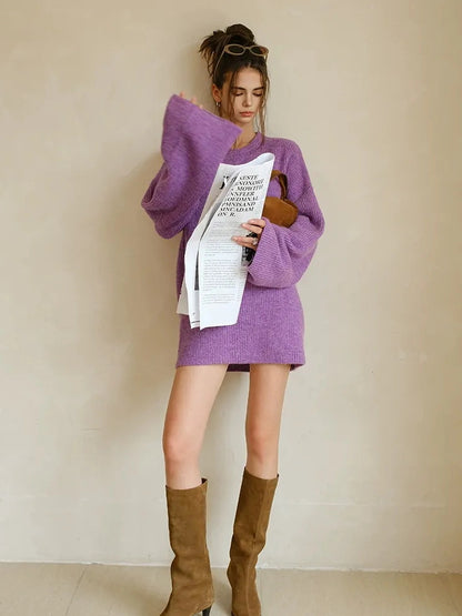 FU FRESH UP Oversized Alpaca Wool Cable Knit Sweater