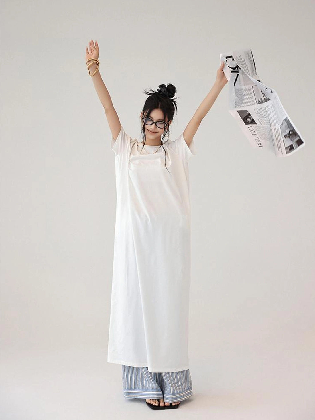 FU FRESH UP Oversized Drop Shoulder T-shirt Dress