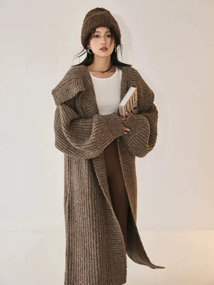 FU FRESH UP Oversized Shawl Collar Wool Cardigan