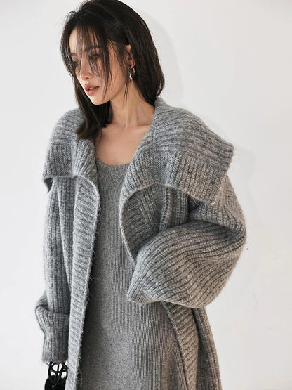 FU FRESH UP Oversized Shawl Collar Wool Cardigan