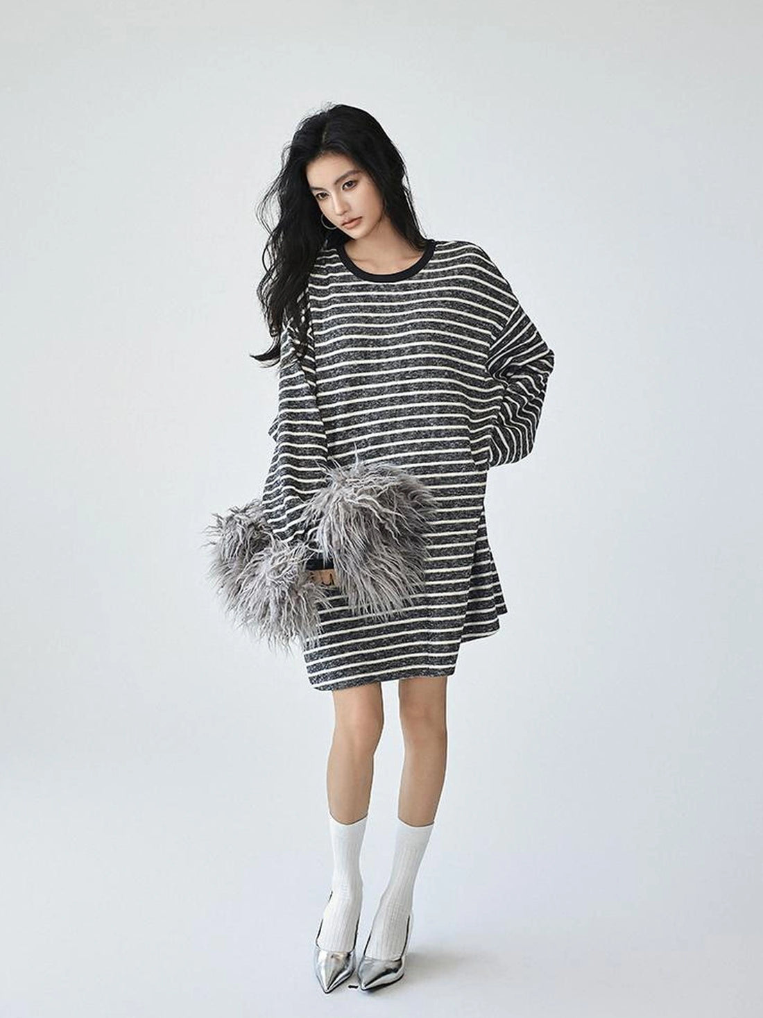 FU FRESH UP Oversized Stripe T-shirt Dress