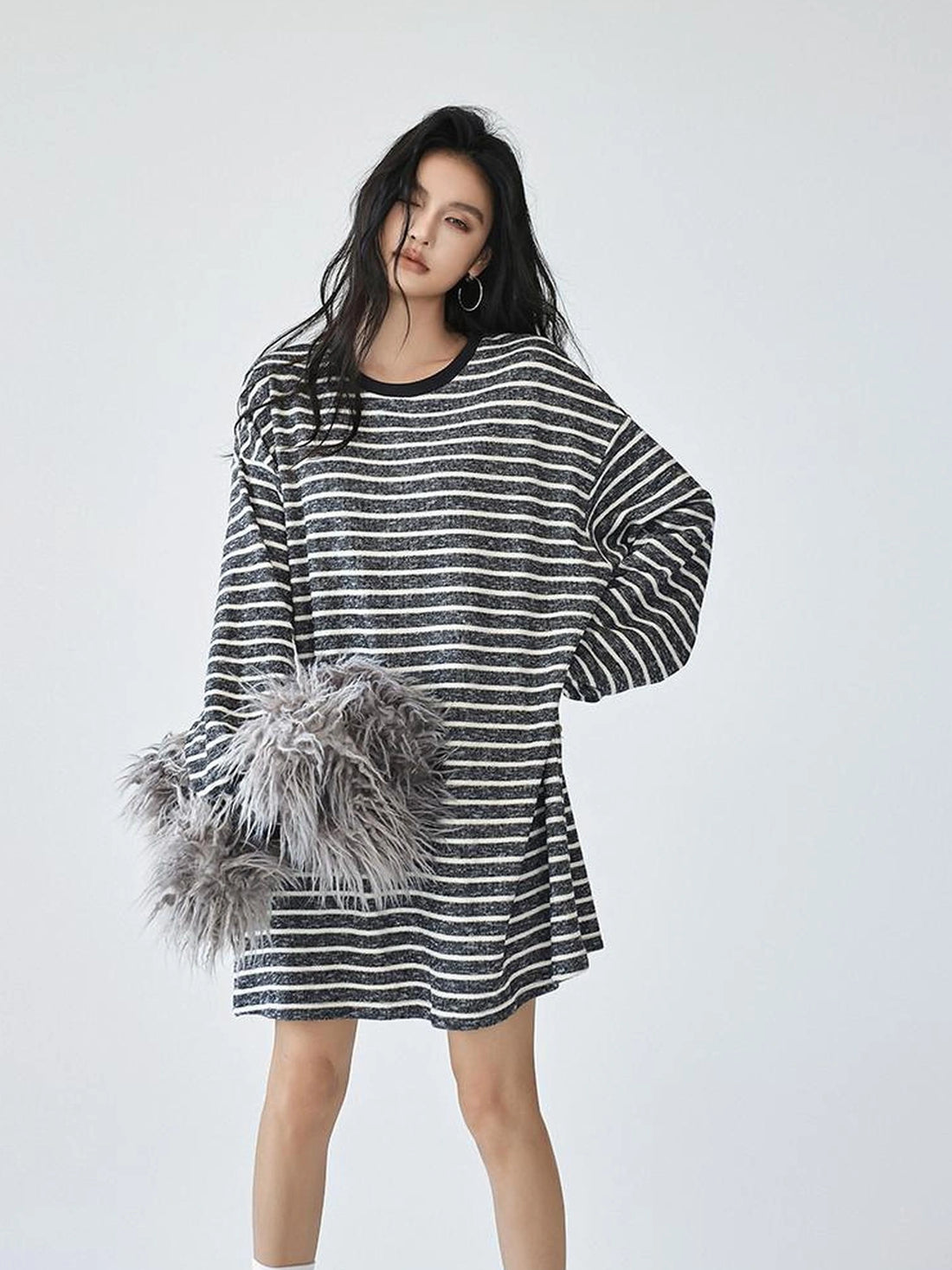 FU FRESH UP Oversized Stripe T-shirt Dress