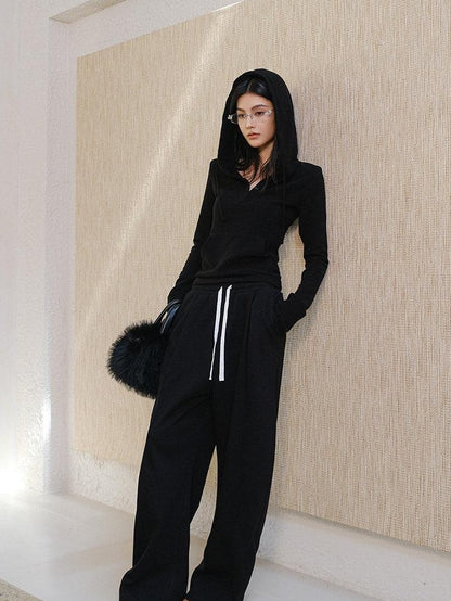 FU FRESH UP Pleated Asymmetric Drawstring Pocket Women&