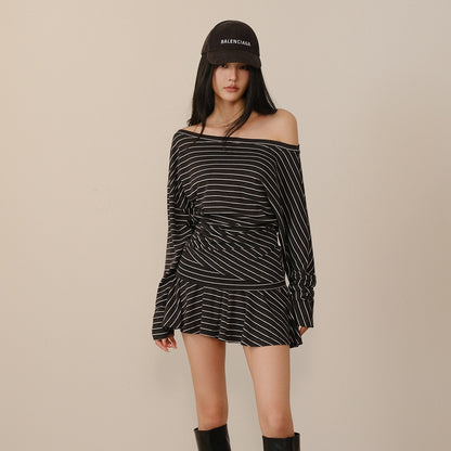 FU_FRESH_UP_Pleated_Striped_Knit_Asymmetric_Relaxed_Women&