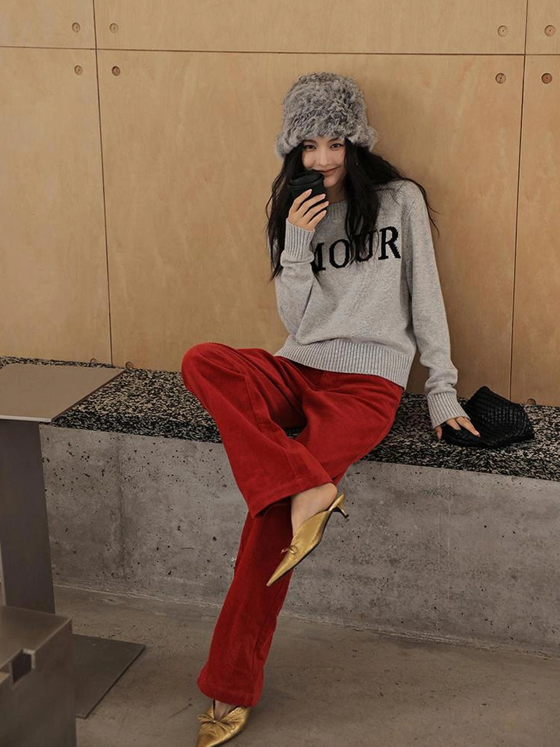 FU FRESH UP Premium Corduroy Slim Fit High Waisted Wide Leg Pants