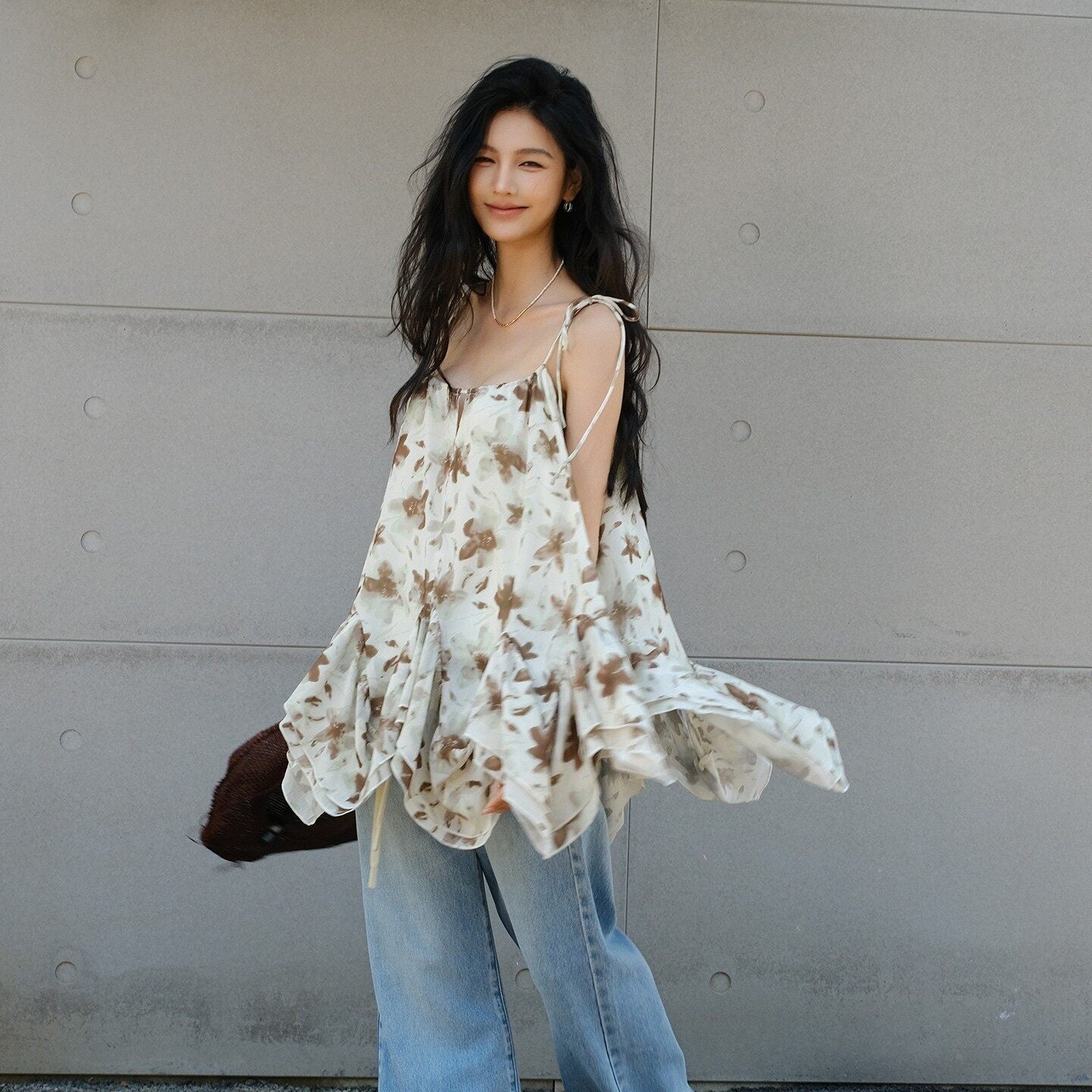 FU_FRESH_UP_Printed_Chiffon_A_Line_Strappy_Women&