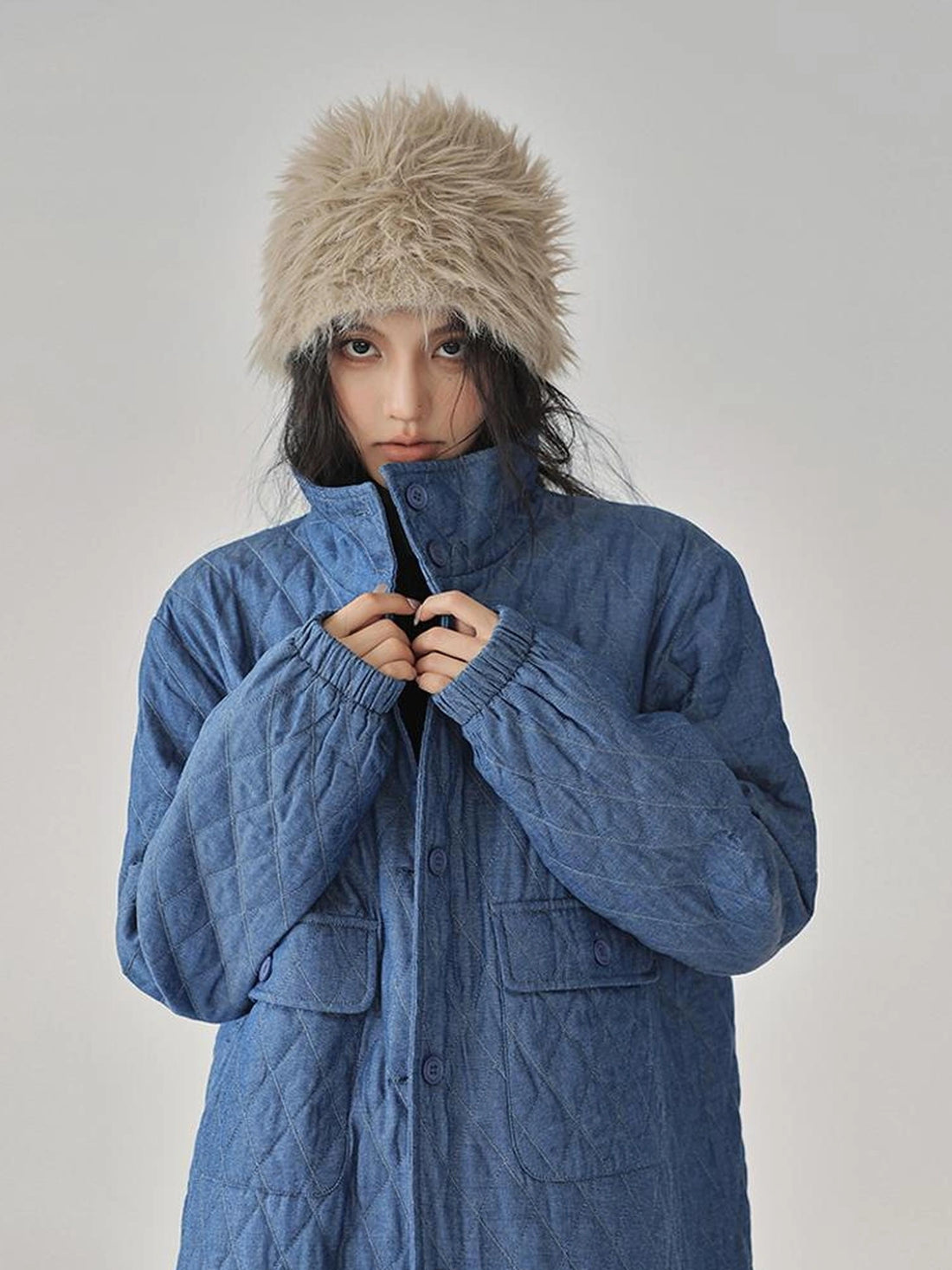 FU FRESH UP Quilted Denim Shirt Jacket