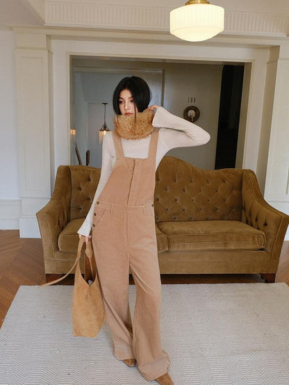 FU FRESH UP Relaxed Corduroy Cargo Adjustable Straps Women&