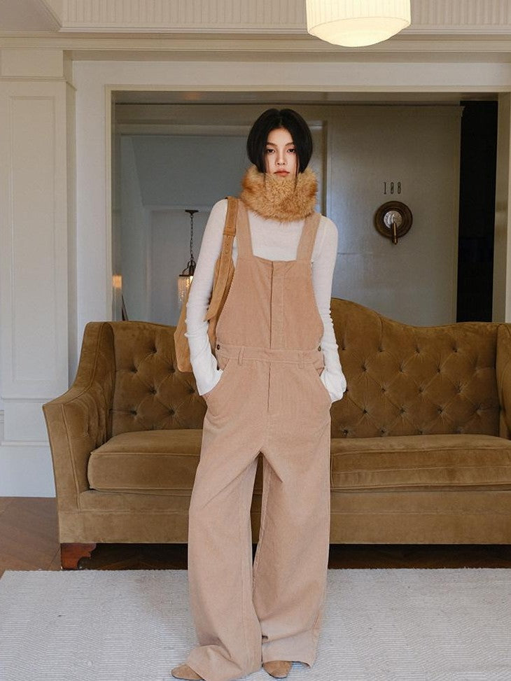 FU FRESH UP Relaxed Corduroy Cargo Adjustable Straps Women&